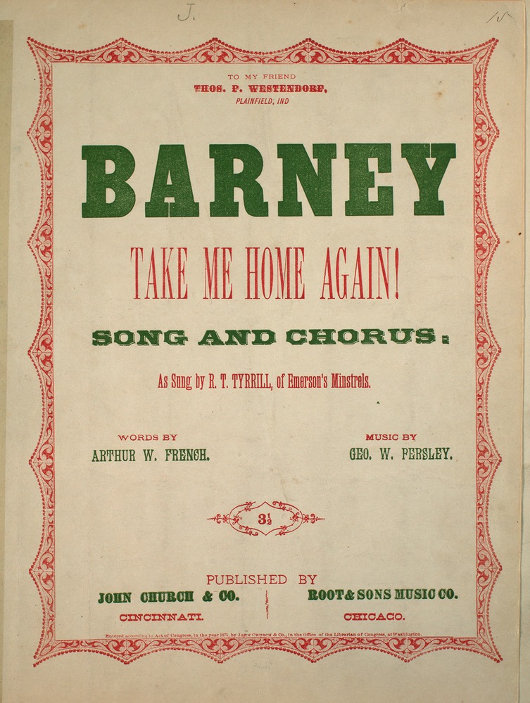 cover for "Barney Take Me Home Again"